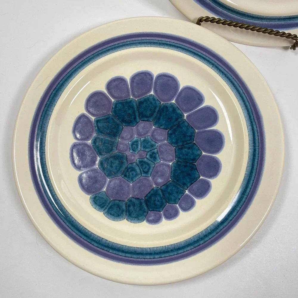 Franciscan Earthenware Moondance Salad Plates 2 Blue Purple MCM Vintage 8.5